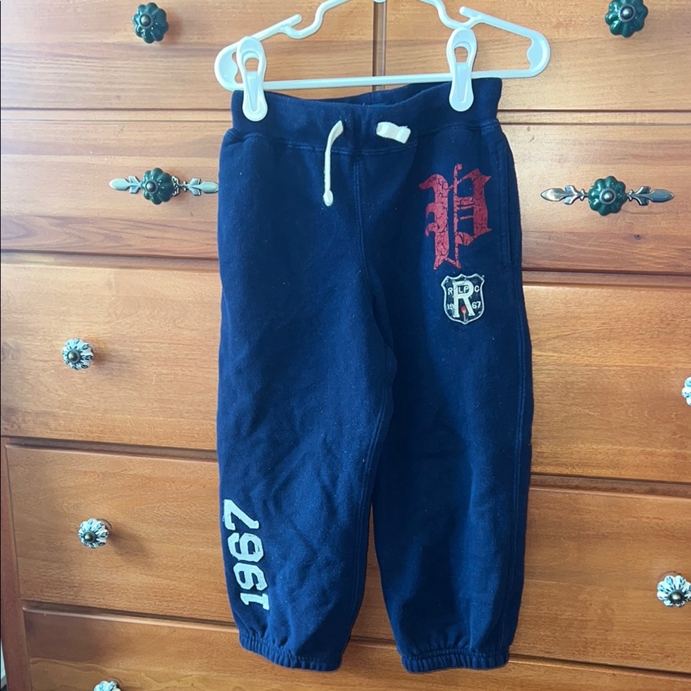 Kids Navy Sweatpants with Red and White Accents